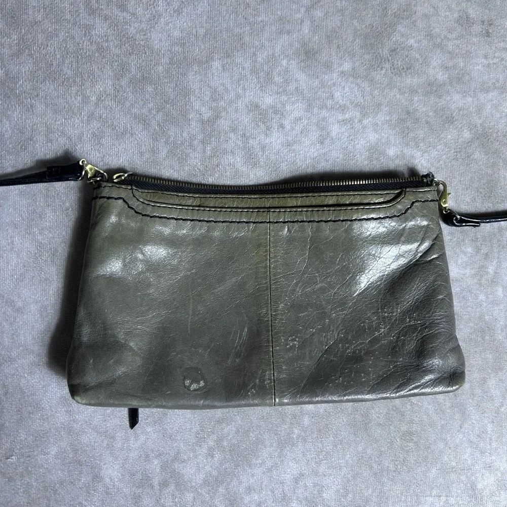 Hobo The Original Leather Grey Small Crossbody Zip Closure